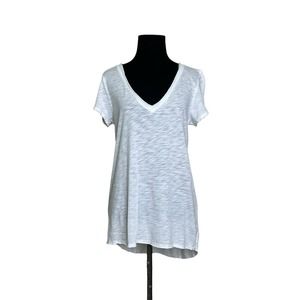 T. la white v neck short cuffed sleeves tee size Small